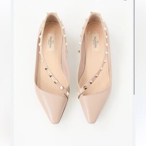 Valentino  nude Leather Rockstud Strap Flat